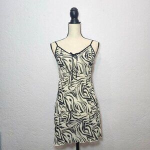 Y2k black and white  zebra print slip mini dress